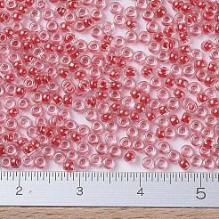 MIYUKIラウンドロカイユビーズ  日本製シードビーズ  (rr226) ダークコーラルが並んだクリスタル  11/0  2x1.3mm  穴：0.8mm  約5500個/50g&nbsp;SEED-X0054-RR0226