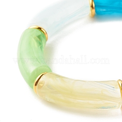 アクリルチューブビーズストレッチブレスレット  真鍮のビーズで  カラフル  内径：2-1/8インチ（5.5cm）&nbsp;BJEW-JB07766