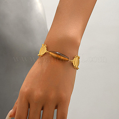 Braccialetti vintage da donna con catena a maglie in ottone con ciondoli in agata color caffè naturale tinta&nbsp;XX5921