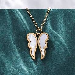 Ожерелья из нержавеющей стали 304 с пластиковой имитацией крыла ракушки для женщин NJEW-Z065-01G
