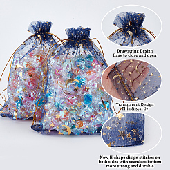 50 шт. подарочные мешочки для хранения из органзы с завязками и золотым тиснением в виде луны и звезд OP-BBC0001-03C-03