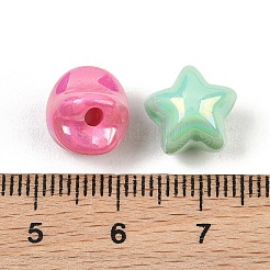 不透明なアクリルビーズ  スター  ABカラーメッキ  ミックスカラー  11x11x10mm  穴：2mm  約819個/500g&nbsp;AC-CBA9EC7-03