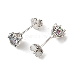925 orecchini a bottone in argento sterling con moissanite e strass&nbsp;EJEW-U042-05P-03