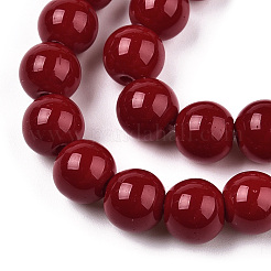 オペークソリッドカラーガラスビーズ連売り  ラウンド  暗赤色  8~8.5mm  穴：1.5mm  約51~53個/連  14.96インチ〜15.55インチ（38~39.7cm）&nbsp;X-GLAA-T032-P8mm-05