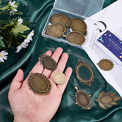 12 stücke 12 stile tibetischen stil zink-legierung anhänger cabochon einstellungen&nbsp;TIBEP-SC0003-48