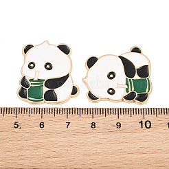 Panda avec cabochons en alliage de bambou émaillé&nbsp;AL-CBA1A6F-06KCG-D