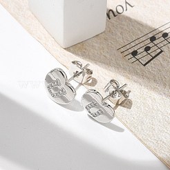 Orecchini a bottone con micro pavé di zirconi chiari in ottone placcato cremagliera&nbsp;EJEW-K299-01P-U