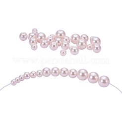 環境に優しい染めガラスパールラウンドパールビーズ  ラベンダーブラッシュ  5~10mm  穴：1.2~1.5mm  約340個/箱&nbsp;HY-PH0009-RB091