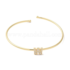 Браслеты на открытой манжете с прозрачным покрытием из латуни с микропаве и кубическим цирконием BJEW-A018-01G-W