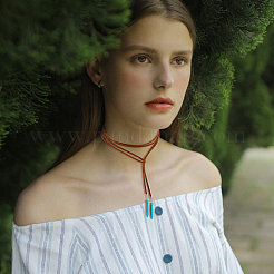 8 шт. набор из 8 стилей ожерелий-лариатов из искусственной замши и нейлонового шнура NJEW-FI0001-32