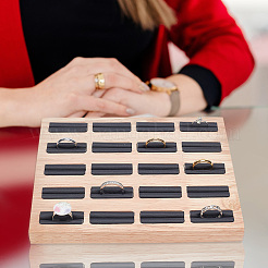 Подставки для деревянных колец с 20 слотом&nbsp;RDIS-WH0033-24