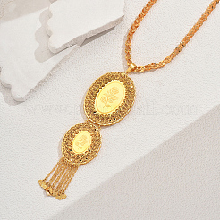 Современная мода латунные и железные цветы текстурированные овальные кисточки подвески ожерелья для женщин&nbsp;SB0714