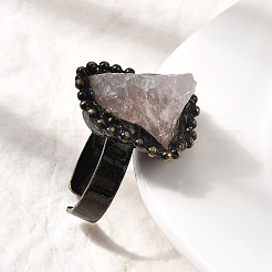 Bagues ouvertes en quartz rose naturel avec pépites irrégulières&nbsp;G-A278-03AB-04