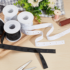 10ヤード 2色 プラスチック スナップボタン テープ トリム ポリエステル リボン  服のスナップテープを縫う  プラスチックスプール付き  ミックスカラー  18mm  ボタン：8x8mm  5ヤード/カラー&nbsp;OCOR-GA0001-61
