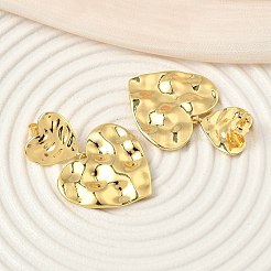 Серьги-гвоздики в форме сердечка из латуни EJEW-F389-14G