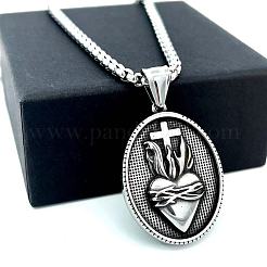 Винтажные ожерелья из нержавеющей стали с подвеской «Священное сердце Иисуса» для мужчин IC9997