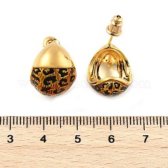 Леопардовый принт латунные эмалевые серьги-гвоздики для женщин&nbsp;EJEW-U055-12B-G