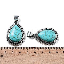 Colgantes de lágrima de turquesa sintética&nbsp;G-A093-03AS-02