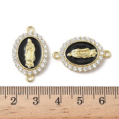 Латунный микропаве прозрачный кубический цирконий эмалированный овал с подвесками-соединителями Девы Марии&nbsp;KK-L243-11G-B