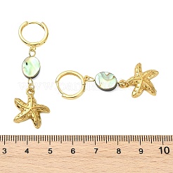 Ozean 304 Edelstahl und Paua-Muschel-Hängeohrringe&nbsp;EJEW-JE07109-02