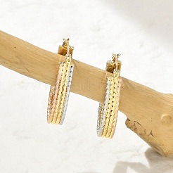 真鍮ツートンフープピアス  ティアドロップ  18KGP本金メッキ  37x22x6mm  ピン：14x1.5x0.5mm&nbsp;EJEW-B117-02