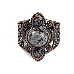 Anelli da dito retrò in pietra mista&nbsp;RJEW-B067-01R