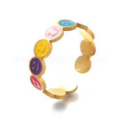 201 нержавеющая сталь эмалированное открытое кольцо-манжета для женщин&nbsp;LS-RJEW-A053-04G-01