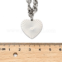 304 нержавеющая сталь кулон сердце цепочка роло ожерелья для женщин&nbsp;LS-NJEW-Q028-06P