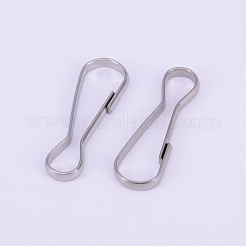 ステンレス鋼のキーホルダーの留め金のパーツ  ステンレス鋼色  32x11x3mm&nbsp;STAS-WH0016-06P-02
