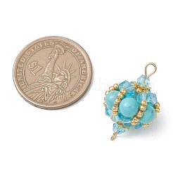 Подвески-фонарики с круглыми и стеклянными бусинами из искусственной бирюзы&nbsp;PALLOY-MZ01176-05