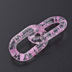 Transparentem Acryl Verknüpfung Ringe, Quick-Link-Anschlüsse, zur Herstellung von Kabelketten, Oval, Perle rosa, 27x16.5x4 mm, Innendurchmesser: 7.5x18 mm