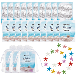 Olycraft 150 pièces kit de mini cartes d'appréciation souvenir histoire d'étoile de mer mini cadeaux d'histoire d'étoile de mer petite carte d'étoile de mer avec cabochons d'étoile de mer colorés, sacs-cadeaux pour les amis de la famille des collègues