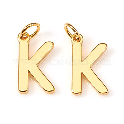 Messing Charme, mit Ringe springen, Buchstabe, echtes 18k vergoldet, letter.k, k: 10x6.5x1mm, Bohrung: 2.5 mm
