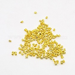 Perline ondulato in Ottone, tubo, oro, 2x2x0.1~0.13mm, Foro: 1.5 mm