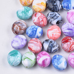 Acryl-Perlen, Nachahmung Edelstein-Stil, Ton zwei, Oval, Mischfarbe, 26.5x22x14 mm, Bohrung: 3 mm, ca. 102 Stk. / 500 g