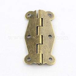 Wooden Box Accessories Metal Hinge, 180 Degree Fixed, Antique Bronze, 51x24x4mm, Hole: 3mm