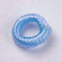 Cuentas de cordón de poliéster, anillo, luz azul cielo, 6~6.5x1.5mm, agujero: 3 mm
