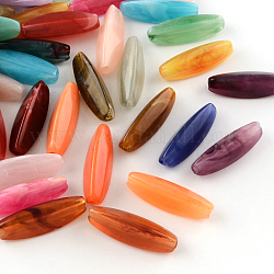 Rice Imitation Gemstone Acrylic Beads, Elongated Oval Beads, Mixed Color, 28x9x9mm, Hole: 2mm, about 400pcs/500g
