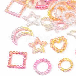 Cabochon in plastica abs vernice spray, stella e quadrato e anello e cuore e fiocco, roso, 10~15x10~18.5x2~3mm
