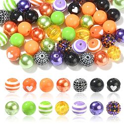 Kit de fabrication de décoration pendentif bricolage halloween, y compris perles rondes acryliques, chaîne de fer et perles et fil, fermoir, couleur mixte, 20mm, Trou: 3mm
