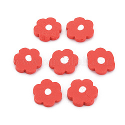 Cabujones de arcilla polimérica hechos a mano, flor, rojo, 9~10x9~10x2mm, aproximamente 5800 unidades / 1000 g
