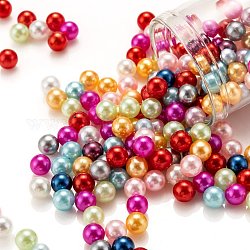 Abalorios de acrílico de la perla de imitación, ningún agujero, redondo, color mezclado, 5mm, aproximamente 5000 unidades / bolsa