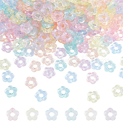 Arricraft transparente Acrylperlen, Glitter Pulver, Blume, Mischfarbe, 14x14.5x4 mm, Bohrung: 1.5 mm, 300 Stück / Karton