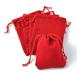 ベルベット布巾着バッグ  ジュエリーバッグ  クリスマスパーティーウェディングキャンディギフトバッグ  レッド  9x7cm