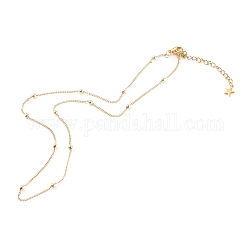 Messing Panzerkette Halsketten, mit runden Perlen und 304 Hummerkrallenverschluss aus Edelstahl, golden, 17.72 Zoll (45 cm)