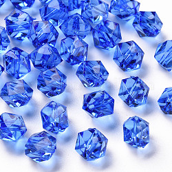 Perline acrilico trasparente, sfaccettato, poligono, blu, 8x10x9mm, Foro: 1.6 mm, circa 1300pcs/500g