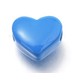 Cuentas de latón pintado con spray, corazón, azul aciano, 8.5x10x5.5mm, agujero: 2.2 mm