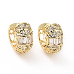 Серьги-кольца с кубическим цирконием, золотые латунные украшения для женщин, прозрачные, 16.5x9x19 мм, штифты : 1.1 мм