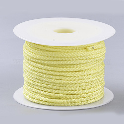Polyester Braided Cords, with Metallic Cord, Champagne Yellow, 4x3mm, about 32.8 yards(30m)/roll