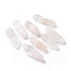 Perles brutes naturelles en cristal de quartz naturel, perles de cristal de roche, pour culbuter, décoration, polir, enroulement de fil, guérison par les cristaux wicca et reiki, pas de trous / non percés, pépites, 50~90x15~25mm, Environ 30~35 pcs/chapelet